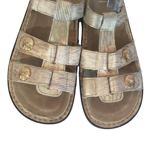 Alegria Womens Gold Cream Leather Sandals Size 9.5-10/40 Hook & Loop - Picture 4 of 11